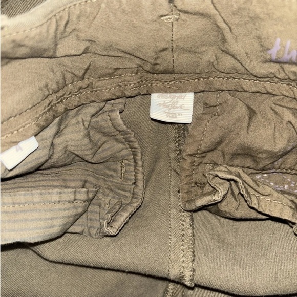 Ecru The Mitchell Pants Green Side Gold Stripe Flat Front Tapered Leg Size 4 - Picture 5 of 6